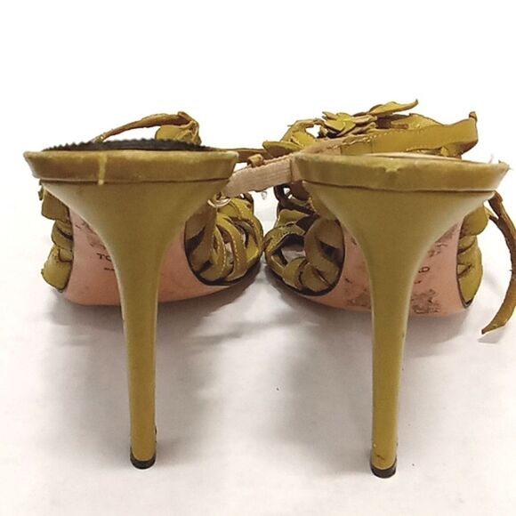 Tom Ford Heels Mustard Yellow Floral Slingbacks  Size 39 / US 8.5 Women's - Picture 3 of 6